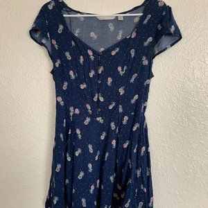 Navy Blue Pineapple Print Romper